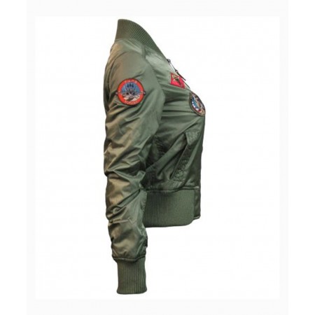 Top Gun MA-1 Women Olive Bomber Jacket